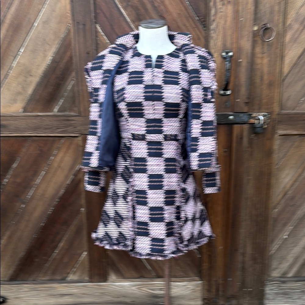 Ports 1961 Tweed Blue and Pink Fit and Flare Dress with matching Jacket